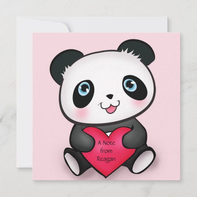 Personalised Panda Invite Card 4 Cute Panda Lovers (Front)