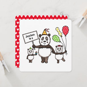 Personalised Panda Party Kid's Birthday Invitation