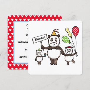 Personalised Panda Party Kid's Birthday Invitation