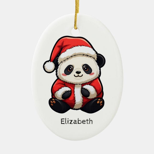 Personalised Panda Santa Claus Christmas Ornament (Front)