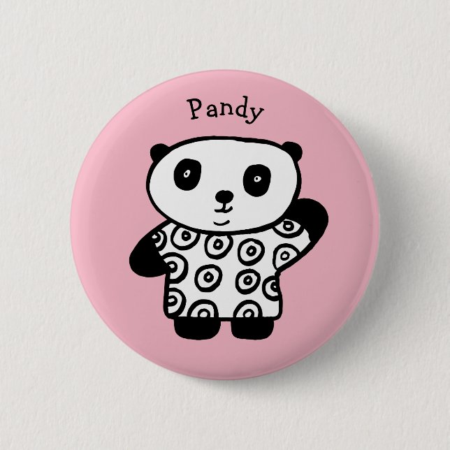 Personalised Pandy the Panda 6 Cm Round Badge (Front)