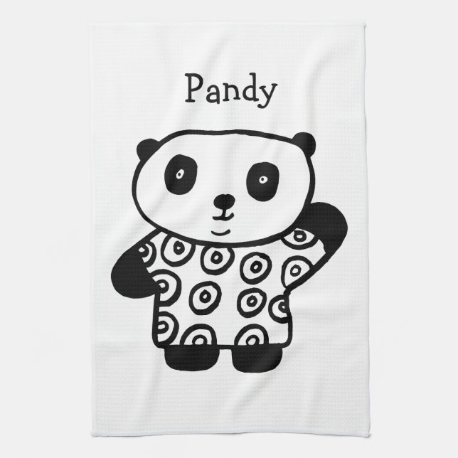 Personalised Pandy the Panda Tea Towel (Vertical)