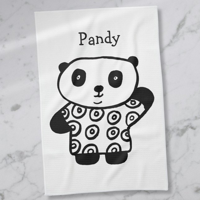 Personalised Pandy the Panda Tea Towel (Personalized Pandy The Panda Cute Towel)