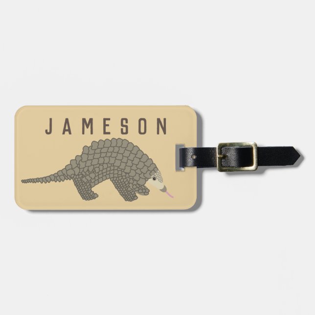 Personalised Pangolin Luggage Tag (Front Horizontal)