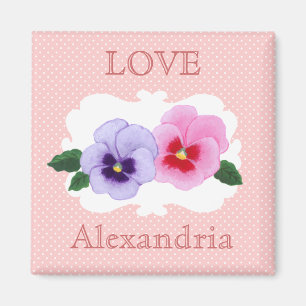 Personalised Pansies Floral Magnet