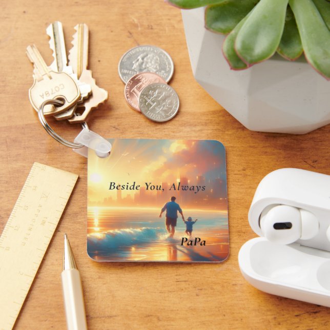 Personalised Papa Keychain - Beside You Always (Desk)