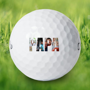 Personalised papa photo collage for father golf balls