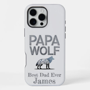 Personalised Papa Wolf Nature Silhouette iPhone 16 Pro Max Case