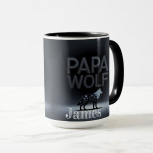 Personalised Papa Wolf Nature Silhouette Mug