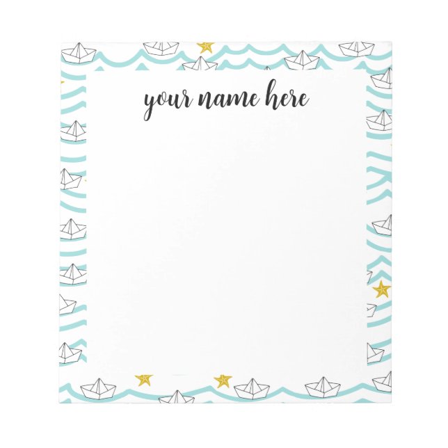 Personalised Paper Boats Notepad (Front)
