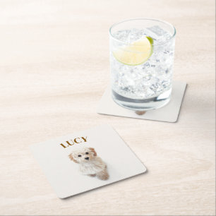 Personalised Paper Coasters – Dog Photo & Name