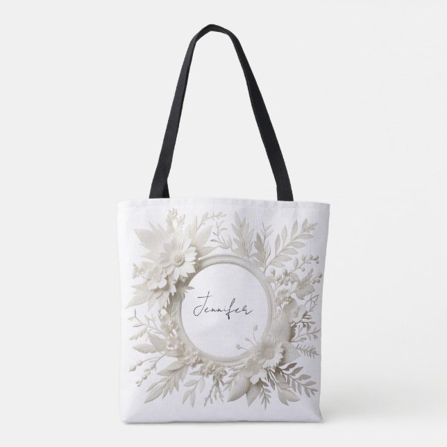 personalised paper flower frame tote bag  (Back)