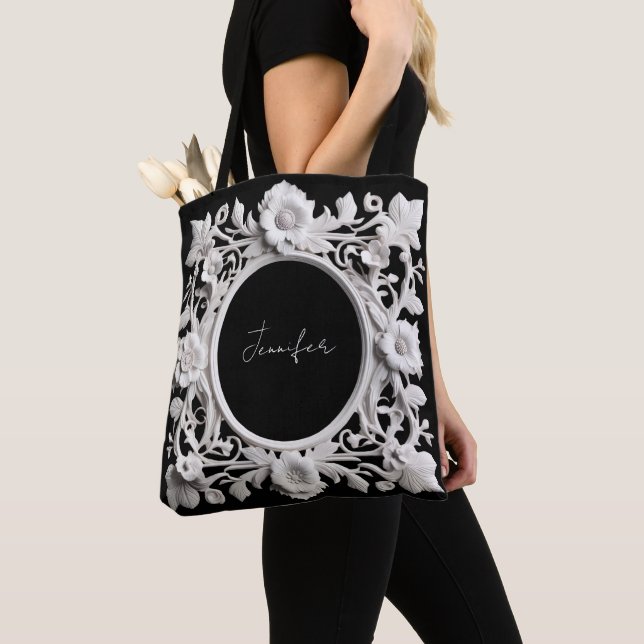 personalised paper flower frame tote bag  (Close Up)