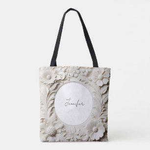personalised paper flower frame tote bag