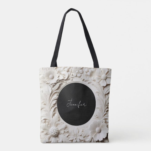 personalised paper flower frame tote bag  (Back)
