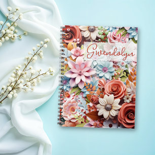 Personalised Paper Flowers spiral bound Notebook