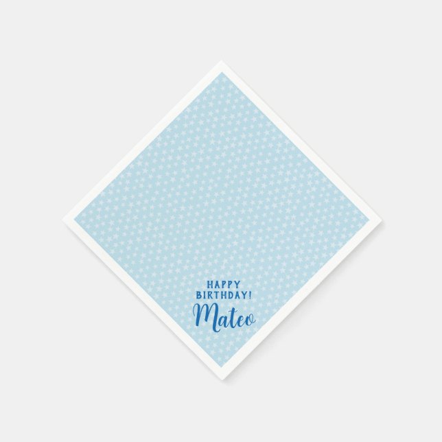 Personalised paper napkin with simple blue star (Corner)