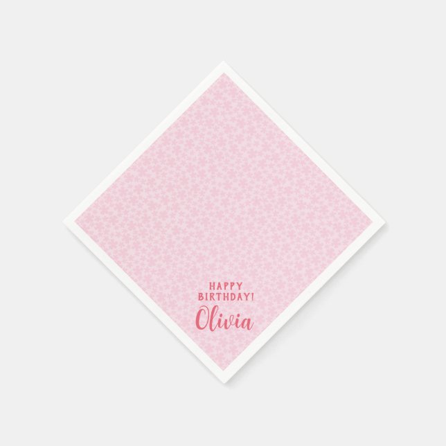 Personalised paper napkin with simple flowers  (Corner)