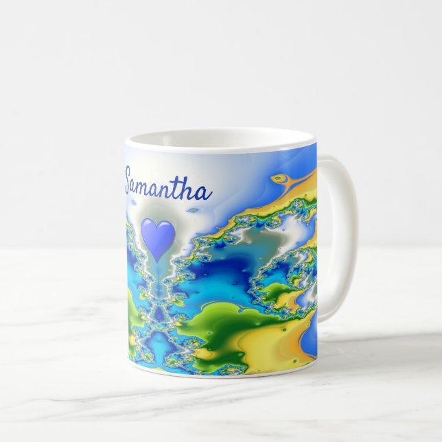 Personalised Paradise Atoll Fractal Design Coffee Mug (Front Right)