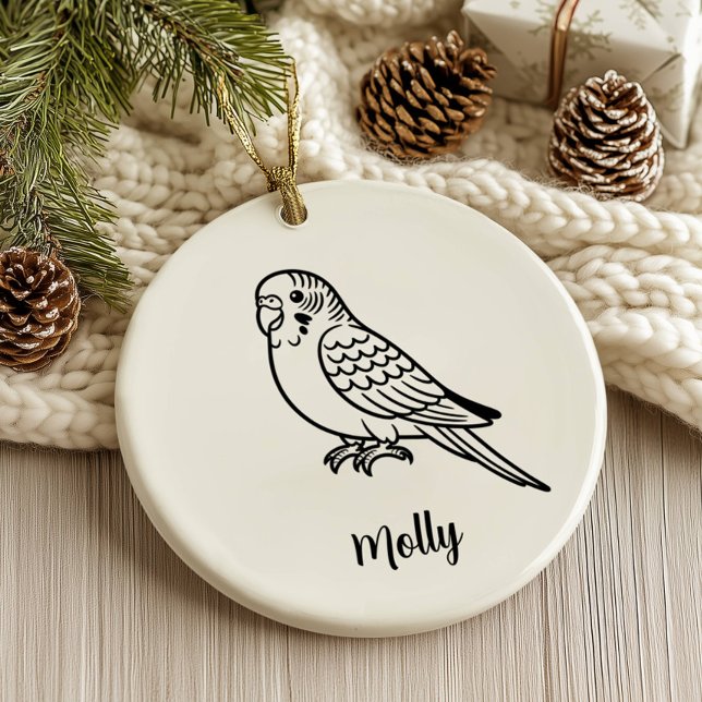 Personalised Parakeet Christmas Ceramic Ornament (Creator Uploaded)