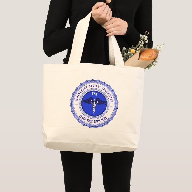 Personalised Paramedics EMT Caduceus Large Tote Bag (Front (Product))