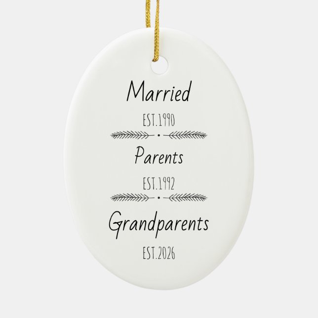 Personalised Parents Grandparents Est Custom Year Ceramic Ornament (Back)