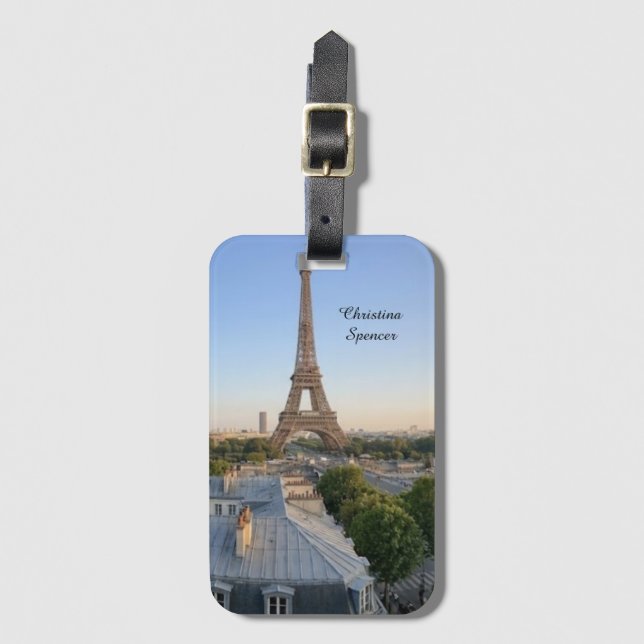 Personalised Paris City Skyline Custom Luggage Tag (Front Vertical)