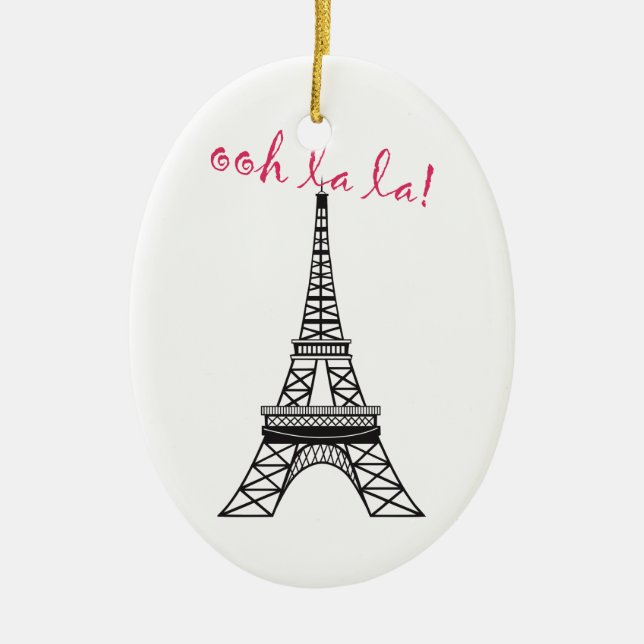 Personalised Paris Eiffel Tower Christmas Ornament (Front)