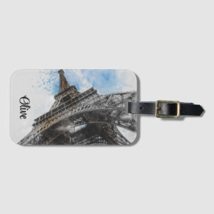 Personalised Paris Eiffel Tower Luggage Tag France