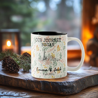 Personalised Paris Memory - Line Art Landmark  Two-Tone Coffee Mug