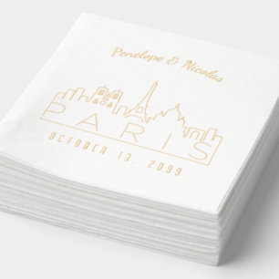 Personalised Paris Napkins Gold Foil