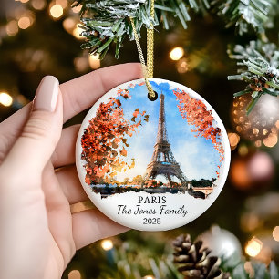 Personalised Paris Ornament, France Gift Ceramic Ornament