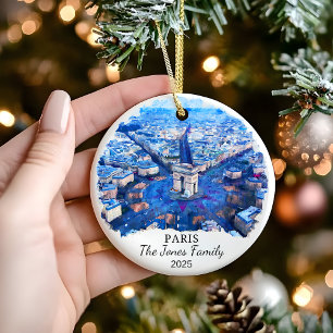 Personalised Paris Ornament, France Gift Ceramic Ornament