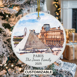 Personalised Paris Ornament, France, Louvre Ceramic Ornament