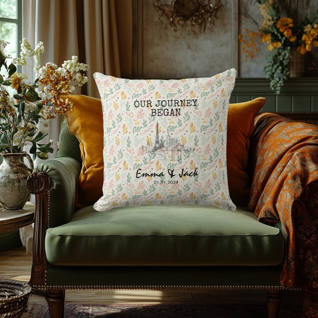 Personalised Paris Skyline Couple Keepsake Cushion (Creator Uploaded)