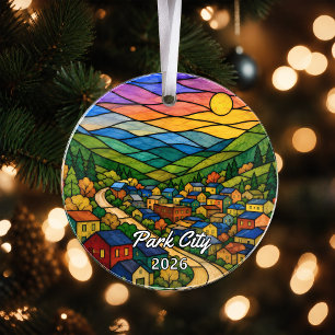 Personalised Park City Acrylic Ornament, Custom Ut Ornament