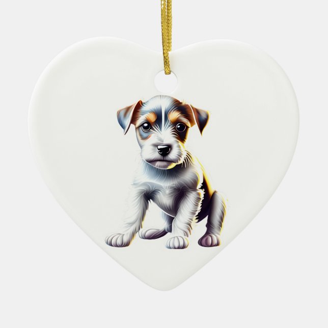 Personalised Parson Russell Terrier Puppy Ceramic Ornament (Front)