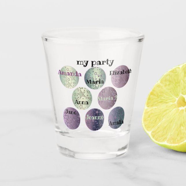 personalised, party, bachelorette party, girlfrien shot glass (Front)
