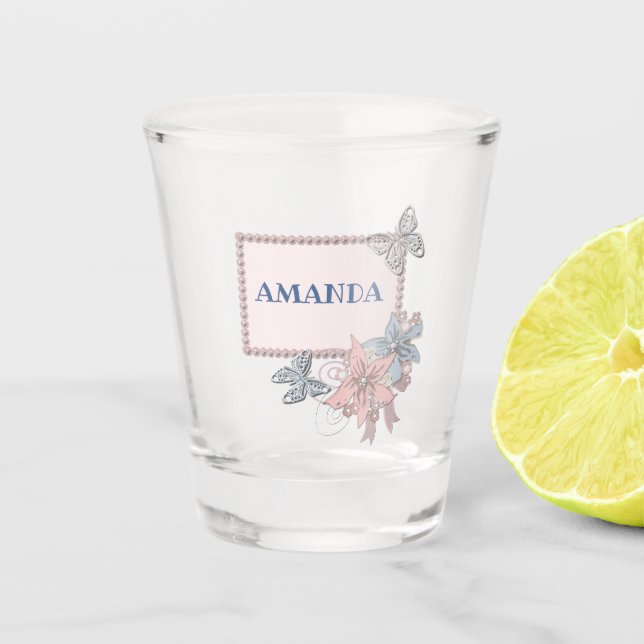 personalised, party, bachelorette party shot glass (Front)