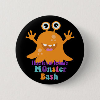 Personalised Party Badge - Orange Monster