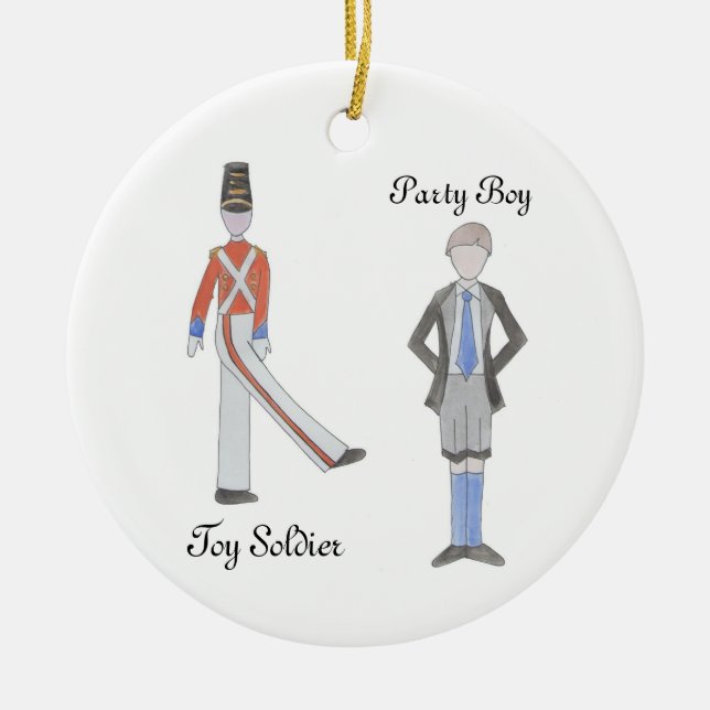 Personalised Party Boy/Toy Soldier Nutcracker  Ceramic Ornament (Front)