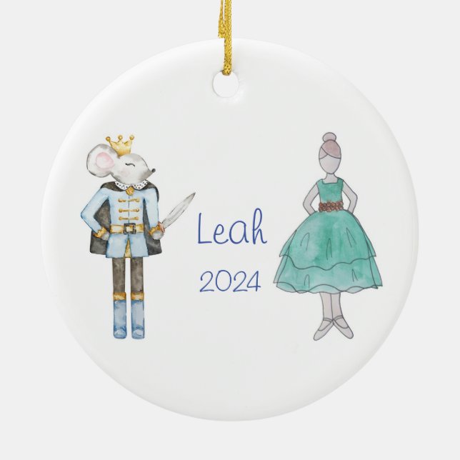 Personalised Party GirlMouse King Nutcracker  Ceramic Ornament (Back)