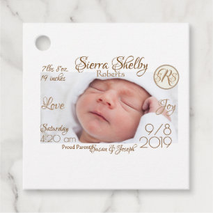 Personalised Party Photo Baby, Wedding, Graduation Favour Tags