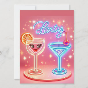 Personalised Party Time Neon Invitation