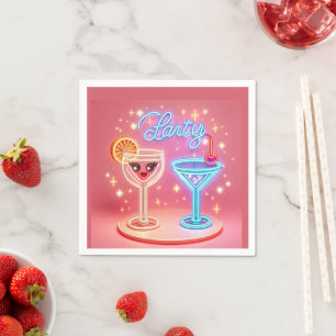 Personalised Party Time Neon Invitation Napkin