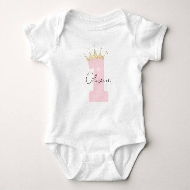 Personalised Pastel 1st Birthday Girl 1st Birthday Baby Bodysuit (Front)