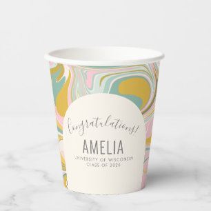 Personalised Pastel Abstract Graduation Party  Paper Cups