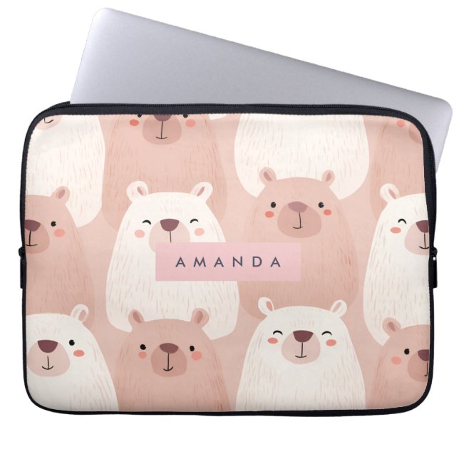 Personalised Pastel Adorable Capybara Laptop Sleeve (Front)