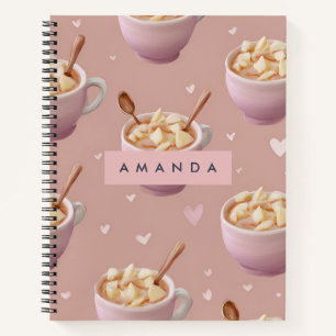 Personalised Pastel Apple Cinnamon Tea Pattern Notebook
