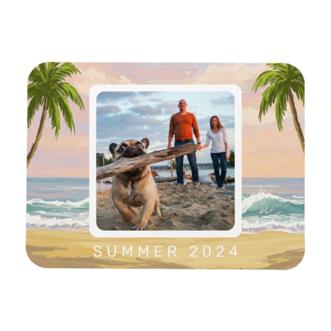 Personalised Pastel Beach Watercolor Magnet (Horizontal)